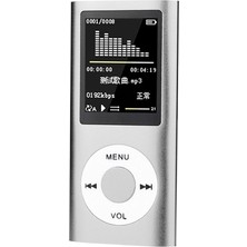Mp3 Çalar Ses Kayıt Fm Radyo Sd Kart Girişli Mp4 Player 1.8 Inç Renkli Ekran Gümüş Metal-Mp4