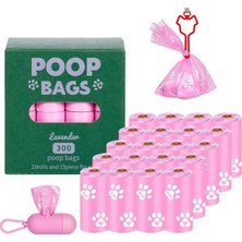 TeknoKapsül Lavantalı Köpek Dışkı Poşeti – 300 Adet / 20 Rulo, Ekstra Kalın & Dayanıklı, Sızdırmaz, Çevre Dostu (Pembe)