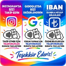 Ezbermatik 3'ü 1 Arada Nfc Akıllı Işletme Kartı 9x9 cm - Instagram Takip, Google Yorum ve Iban Paylaşımı