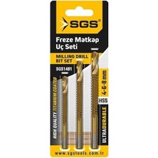 Matkap Uç Seti, Hss, Titanyum Kaplı, 4-6-8 Mm, 3'lü Set, SGS1481