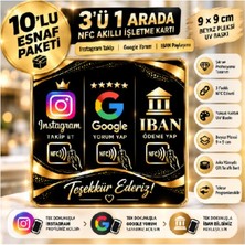Ezbermatik 3'ü 1 Arada Nfc Akıllı Işletme Kartı 9x9 cm - Instagram Takip, Google Yorum ve Iban Paylaşımı Siyah