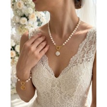 Eyla Collection Aren Şık Tasarım Hakiki Inci Kolye ve Barok İnci Kolye Ucu