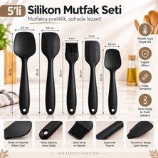 Tunay 5 Li Takım Yanmaz Yapışmaz Silikon Yumurta Fırçası Kaşık Spatula  Seti