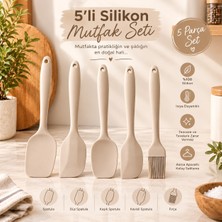 Tunay 5 Li Takım Yanmaz Yapışmaz Silikon Yumurta Fırçası Kaşık Spatula  Seti