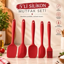 Tunay 5 Li Takım Yanmaz Yapışmaz Silikon Yumurta Fırçası Kaşık Spatula  Seti