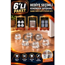 Gio Ticaret - 6'lı Kendinden Yapışkanlı Darbe Emici Kapı Stoperi - Duvar Koruyucu Sessiz Kapı Tutucu - Seçmeli Hediyeli