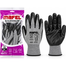 La Boom 12 Adet Zebra Gri Siyah No 10 Xl Nitril Işçi Eldiven Poşetli Ambalaj Kesilme Direnç