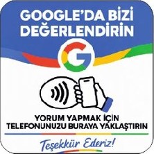 Ezbermatik Nfc Google Yorum Kartı 9x9 cm – Temassız Müşteri Değerlendirme ve Yorum Kartı – Uv Baskılı Beyaz Pleksi – Çift Taraflı Bantlı – Tekli