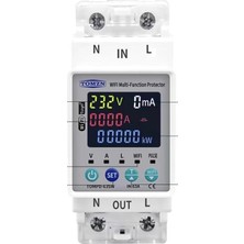 Herovia Wifi Akıllı Elektrik Sayacı, Kaçak Akım Koruma Rölesi, 63A, LCD EKRANLI-TOMPD-63SW