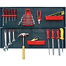 Herovia System Pegboard Kit Kırmızı Aksesuarlı Delikli Duvar Alet Panosu