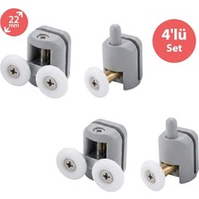 Tekerleği 4 Lü Set Gri Teker Çapı 22 mm Cam Kabinler Için