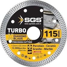 Premium Turbo Elmas Kesici Disk, 115MM x 1.2mm, Porselen Seramik Granit Mermer Için Hassas Kesim, SGS2324 Model