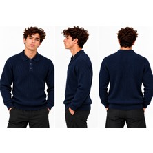 Ribana Classic Erkek Polo Yaka Uzun Kollu Standart Fit Kalıp Kazak 27001