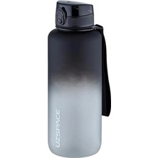 Herovia 1500ML Mega Boy Soft Touch Çift Renk Motivasyon Tritan Su Matarası (Siyah-Beyaz)