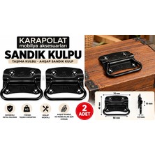 Karapolat Siyah Metal Sandık Kulpu 2 Adet Ahşap Sandık ve Mobilya Taşıma Kulbu