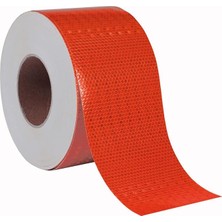 Herovia 5 Metre Reflektörlü Reflektif Fosforlu Şerit Bant Reflekte Ikaz Bandı 10 cm Kırmızı