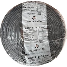 MARKA%100 Bakır 3x1.5 mm Ttr Elektrik Kablosu (Siyah, 5 Metre)