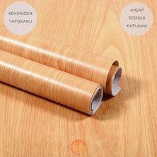 Herovia 60CM×100CM Kendinden Yapışkanlı Ahşap Görünümlü Kaplama Kağıdı Mutfak Dolap Masa Duvar Bej