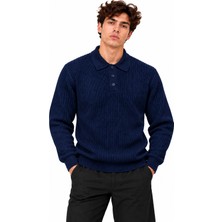 Ribana Classic Erkek Polo Yaka Uzun Kollu Standart Fit Kalıp Kazak 27001