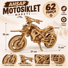 Jenerik Alg Wood Design Ahşap Motosiklet Maketi 62 Parça 3D Mdf Dirt Bike Modeli