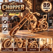 Jenerik Alg Wood Design Chopper Ahşap Maket 89 Parça 3D Mdf Motosiklet Modeli