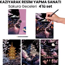 Minyaturia Kazıyarak Resim Yapma Hobi Seti, 4 Adet Sakura Eserleri,2 Adet Kazıma Kalemi Dahil