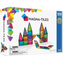 Magna-Tiles Magna Tiles 100 Parçalı Set Clear Colours, Farklı, Manyetik 3D Yapı Taşları, Net Renklerde, Eğlenceli Öğrenmeyi Teşvik Eder, Moose Toys Ço