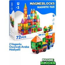 Jenerik Magneblocks Manyetik Yapı Blokları – Çocuklar Için Renkli 3 Boyutlu Manyetik Karo Oyun Seti 72 Parça