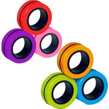 Kktick Parmak El Eğirme Makinesi, 6 Adet Manyetik Anti-Stres Oyuncak Seti, Fidget Oyuncak Seti, Sihirli Yüzük, Fidget Iplik, El Oyuncağı, Yetişkinler Için St