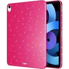 Ceylan Adam Apple iPad Air 4.nesil ve 5.nesil 10.9 2020 2022 ile Uyumlu Renkli Simli Işıltılı Silikon Kılıf Pembe