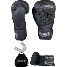 Do Yakuza Kick Boks Eldiveni Muay Thai 3 5metre Bandajı Şeffaf Dişlik Siyah 12 OZ,GS-YKZ0312OZ