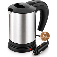 Epilons Tcx Otomobilde Kullanıma Uygun 12V Çakmak Soketli Paslanmaz Çelik Pratik Su Isıtıcı Kettle