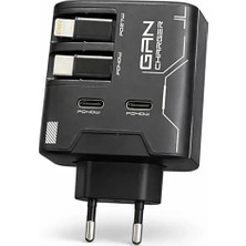 Epilons Tcx Gan+ Pd 40W Hızlı Şarj Adaptörü Çoklu Çıkış Usb-C Lightning Kablolu Hızlı Şarj Cihazı Ev Ofis Uyumlu Beyaz