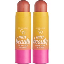 Ceylan Adam Allık, Miss Beauty Glow Stick Blusher No: 01 Peach Flash - Şeftali Tonlu Stik, (2 Paketi)