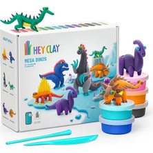Clay Mega Dinozorlar Seti - Çocuklar Için Hava ile Kuruyan ve Şekil Alan Kil Seti - 15 Kutu ve Şekillendirme Aletleri - 5-7 Yaş Için Dinozor Oyuncakları