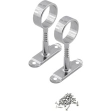 Ceylan Adam Dolap, Krom Yuvarlak Mobilya Boru Askı Flanşı Gardırop Askılık Borusu Aparatı, 7 cm Yükseklik, 2.6 cm Çap, Vidalı Montaj, 2 Adet