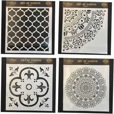 Ceylan Adam Boya Stencil (Şablon) 25X25 cm 4'lü Set HDM-110; HDM-180; HDM-109; Hdm-96 Çok Renkli Tek Ebat