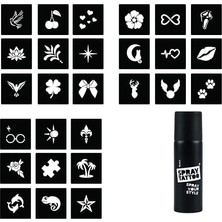 Ceylan Adam Minimal 27 Desen ve Spray Tattoo Geçici Dövme Seti