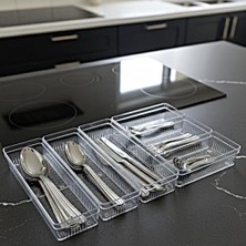 Ceylan Adam Organizer, Modüler Set Mutfak Çekmece Içi Düzenleyici Çatal Kaşık Bıçak Organizeri Kristal (6'lı Set)