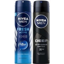 Ceylan Adam Men Erkek Sprey Deodorant Deep Dimension 48 Saat Koruma, 150 Ml, Erkeksi Koku + Men Erkek Sprey Deodorant Fresh Active 150 Ml, Ter ve Ter Kokusuna Karşı 48 Saat Deodorant Koruması