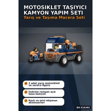 La Boom Motosiklet Taşıyıcı Kamyon Yapım Seti 88 Parça 2 Figürlü 4 Yaş Üzeri Çocuk Oyuncağı BX-316365