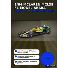 La Boom Model Araba Mclaren MCL38 F1 Monaco Gp Lando Norris 1/64 Ölçek BX-316221