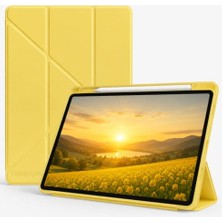 Ceylan Adam Kılıf, Samsung Galaxy Tab A11 8.7inç X130 ile Uyumlu Kalem Bölmeli Trifolding Case X133 X135 135F Sarı