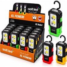 La Boom 12 Adet 2ın1 Softled El Feneri 3xaaa Pilli Mıknatıslı Asma Aparatı 1W LED - 3W LED K-7217 BX40