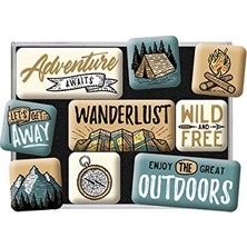 Ceylan Adam Retro Buzdolabı Mıknatısları, 9 Adet, Outdoor Adventure – Kamp Hayranları Için Hediye Fikri, Mıknatıslı Tahta Için Mıknatıslı Set, Vintage Tasarım