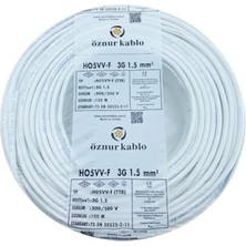 Ceylan Adam Öznur Marka %100 Bakır 3x1.5 mm Ttr Elektrik Kablosu (Beyaz, 50 Metre)