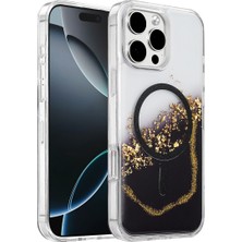 Milas Toptan Onegif Apple iPhone 16 Pro Max Lotus Simli Magsafe Kapak - Siyah