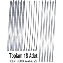 Ceylan Adam Farklı Boyut ve Özelliklerde Barbekü Mangal Şiş Set, 6 Adana+6 Şiş Kebap+6 Tavuk Kanat Şiş, 18 Parça