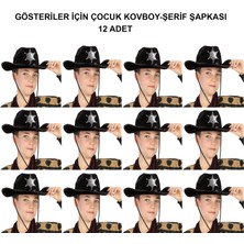 TCX Şerif Şapkası Siyah 12'li Set Kostüm Aksesuarı (Kovboy Model)