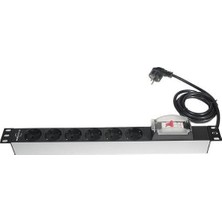 Shopwave Racksis 6 Schuko Soketli 1U-19''16A Sigortalı, Plastik Montaj Kulaklı Pdu